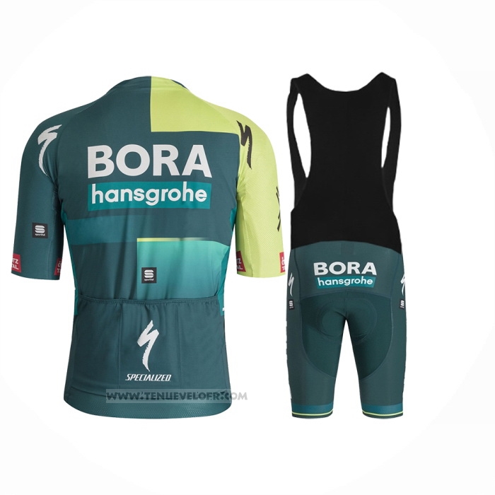 2024 Maillot Cyclisme Bora-Hansgrone Vert Negro Manches Courtes et Cuissard